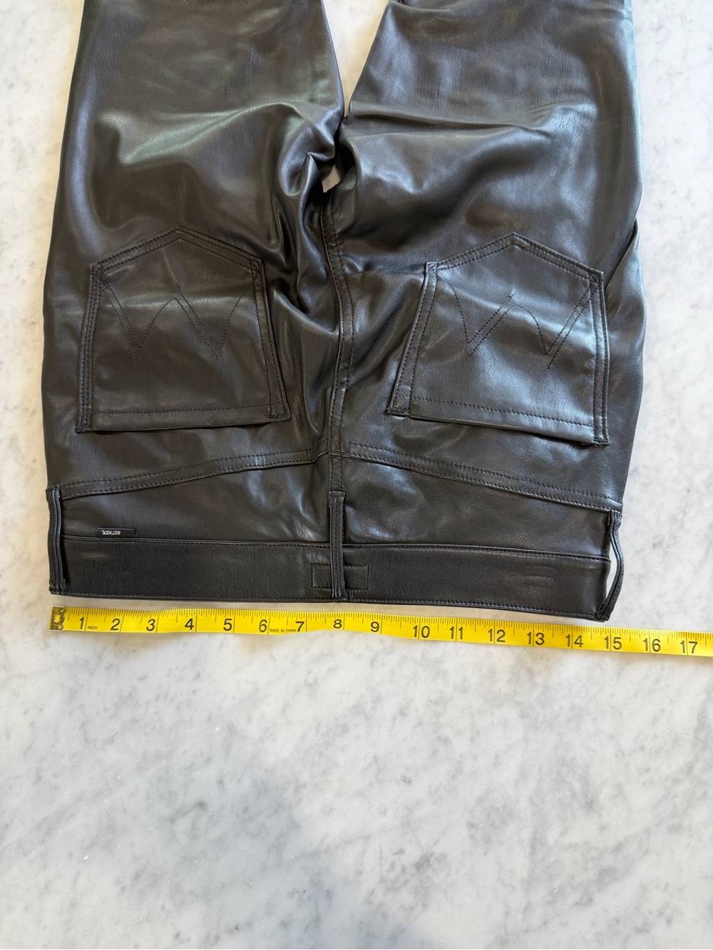 MOTHER The Weekender Heel Faux Leather Flare Pants Black Size 29 - Picture 8 of 12